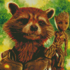 Rocket And Groot Diamond Painting