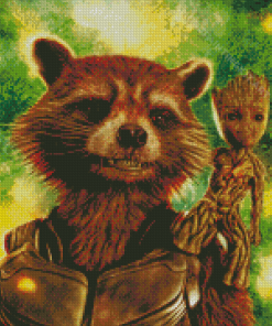 Rocket And Groot Diamond Painting