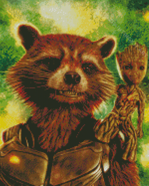 Rocket And Groot Diamond Painting