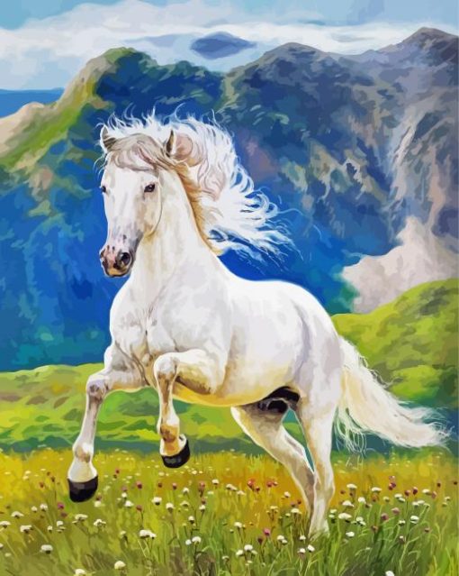 White Horse Diamond Painting