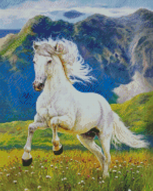 White Horse Diamond Painting