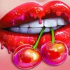 Lips With Cherry Diamond Painting