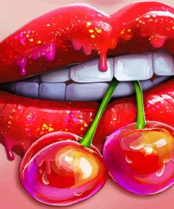 Lips With Cherry Diamond Painting