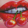 Lips With Cherry Diamond Painting