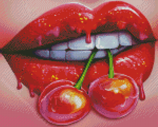 Lips With Cherry Diamond Painting