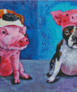 Dog And Pig Diamond Painting