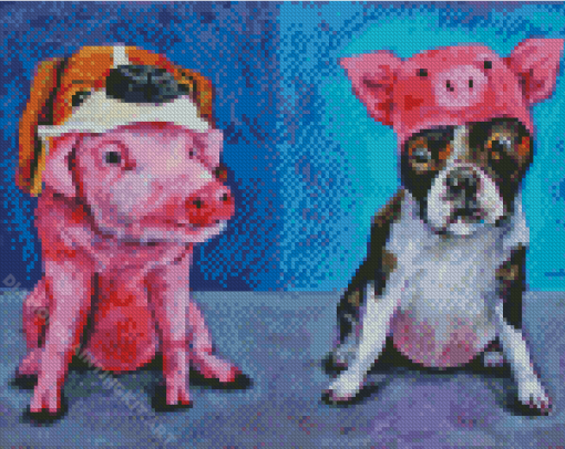 Dog And Pig Diamond Painting