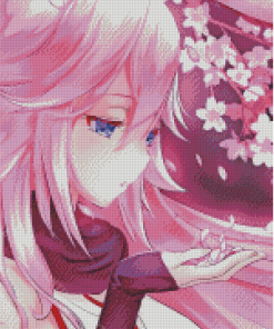 Pink Anime Girl Diamond Painting