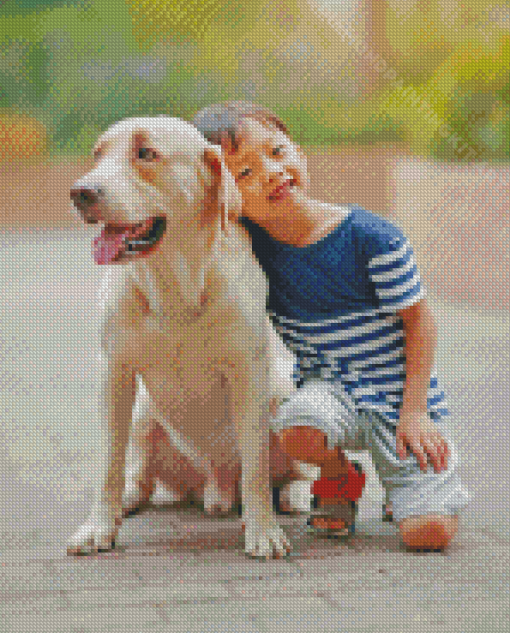 Boy And Labrador Diamond Painting