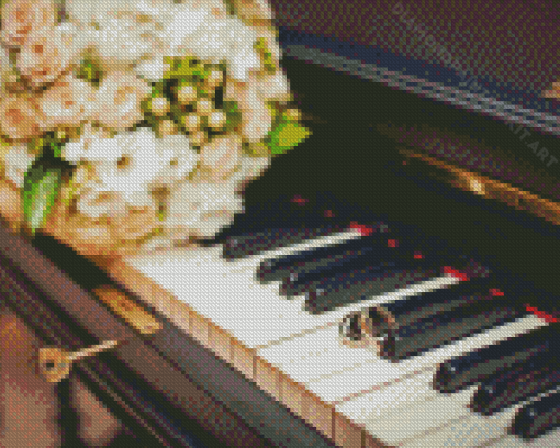 Flowers On Piano Diamond Painting