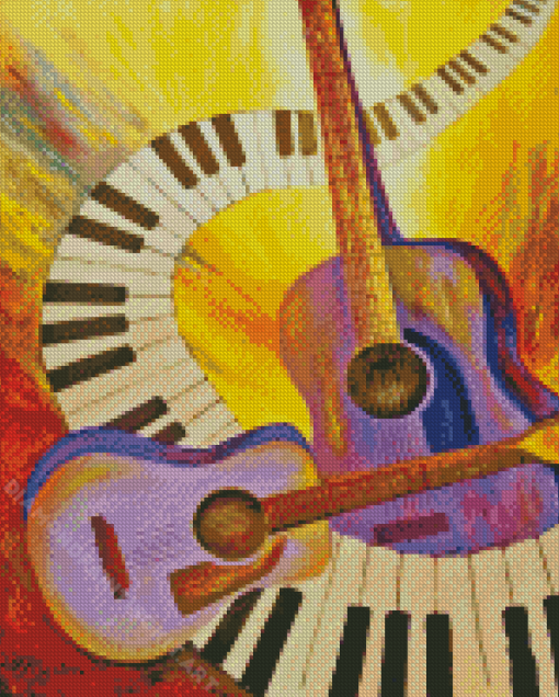 Guitars And Piano Diamond Painting