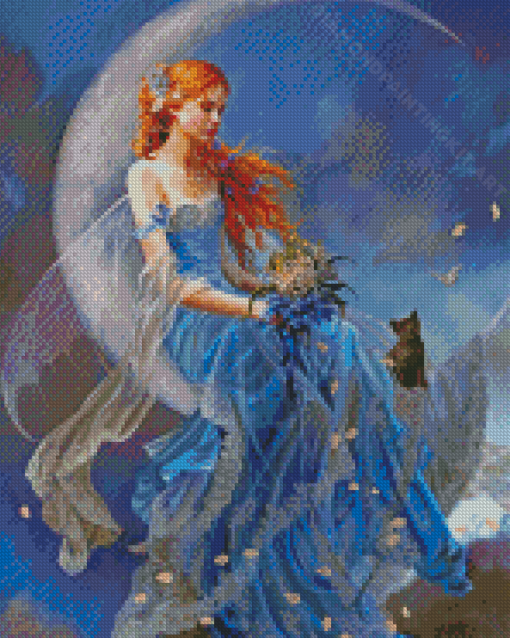 Girl With Kitten Diamond Painting