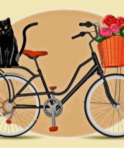 Cat On Bike Diamond Painting