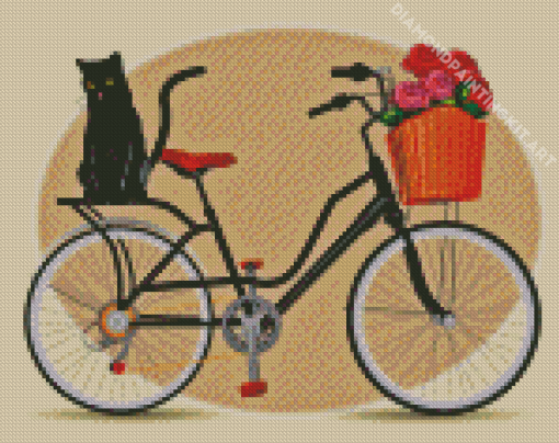 Cat On Bike Diamond Painting