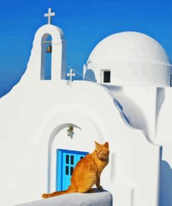 Cat In Greece Diamond Painting