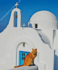 Cat In Greece Diamond Painting