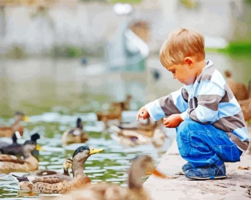 Feeding Geese Diamond Painting