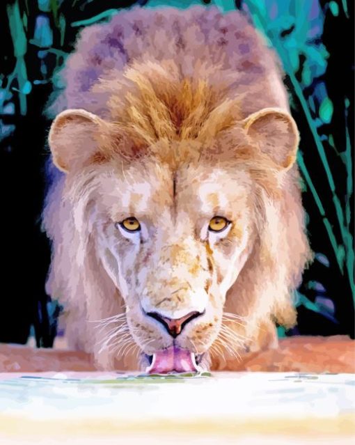 Drinking Lion Diamond Painting