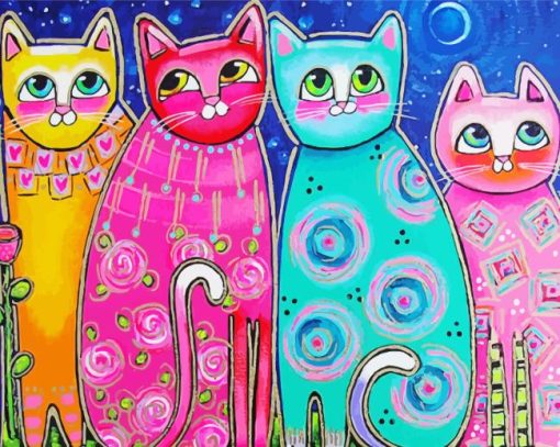 Folk Cats Diamond Painting