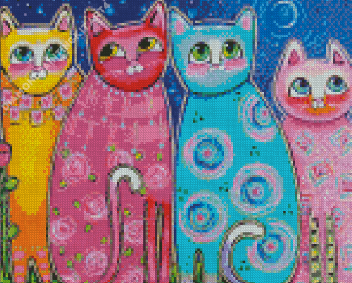 Folk Cats Diamond Painting