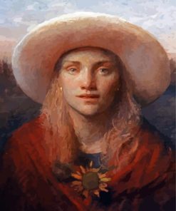 Girl With Sunflower Diamond Painting