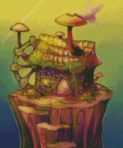 Mushroom House Diamond Painting