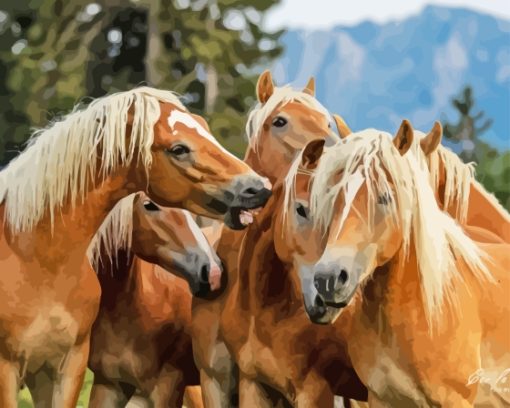 Haflingers Horses Diamond Painting