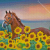 Horse In Sunflowers Diamond Painting