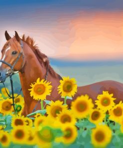 Horse In Sunflowers Diamond Painting