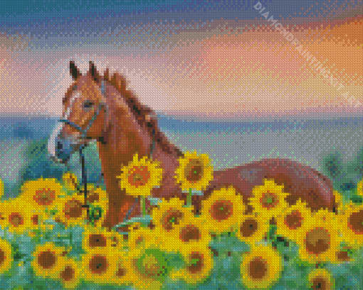 Horse In Sunflowers Diamond Painting