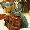 Lady And Suitcases Diamond Painting