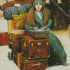 Lady And Suitcases Diamond Painting