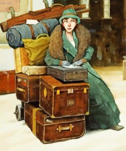 Lady And Suitcases Diamond Painting