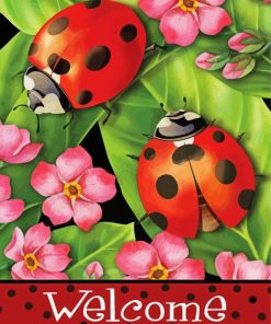 Ladybugs On Leaves Diamond Painting