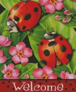 Ladybugs On Leaves Diamond Painting