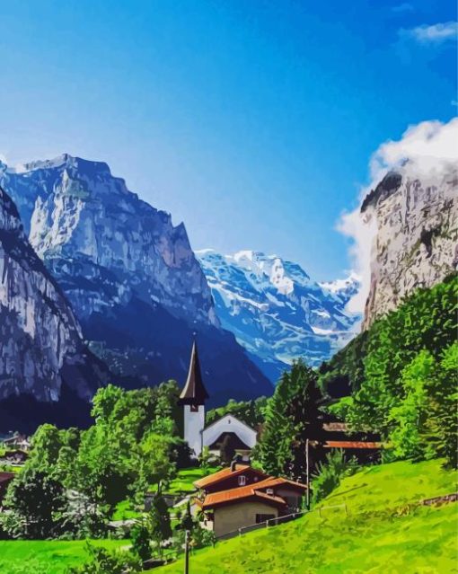 Lauterbrunen Landscape Diamond Painting