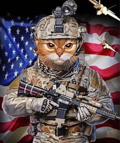 Military Cat Diamond Painting