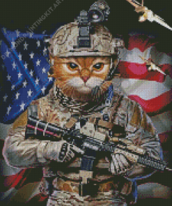 Military Cat Diamond Painting