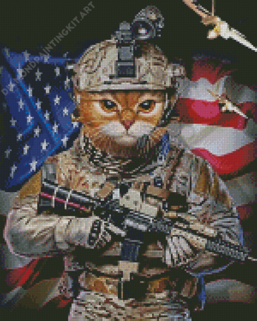 Military Cat Diamond Painting