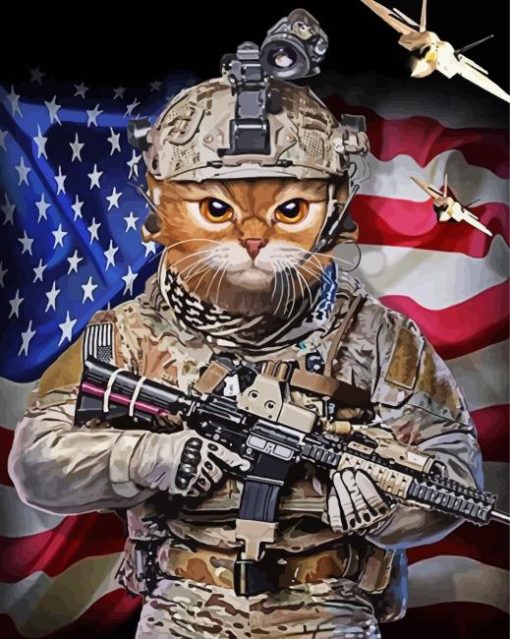 Military Cat Diamond Painting