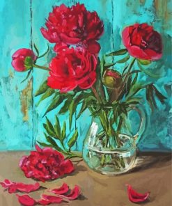 Red Peonies Diamond Painting