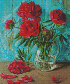 Red Peonies Diamond Painting