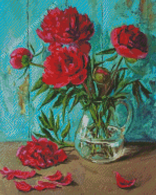 Red Peonies Diamond Painting