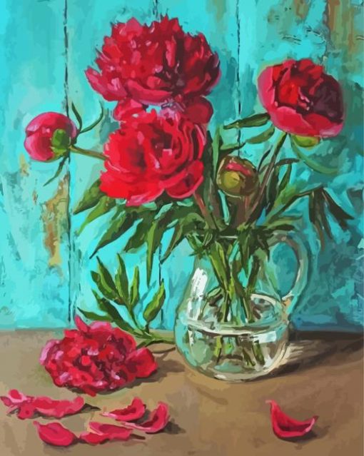 Red Peonies Diamond Painting