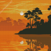 Sunset By Lake Diamond Painting