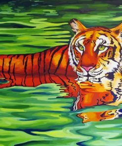 Tiger In Water Diamond Painting