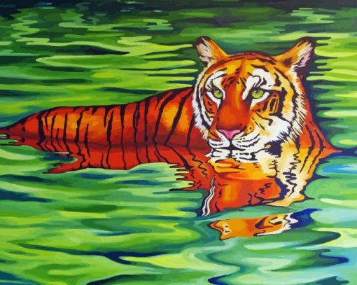 Tiger In Water Diamond Painting