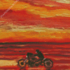 Motorcycle At Sunset Diamond Painting