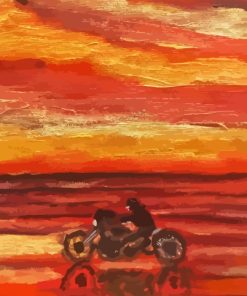 Motorcycle At Sunset Diamond Painting