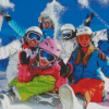 Family Skiing Diamond Painting